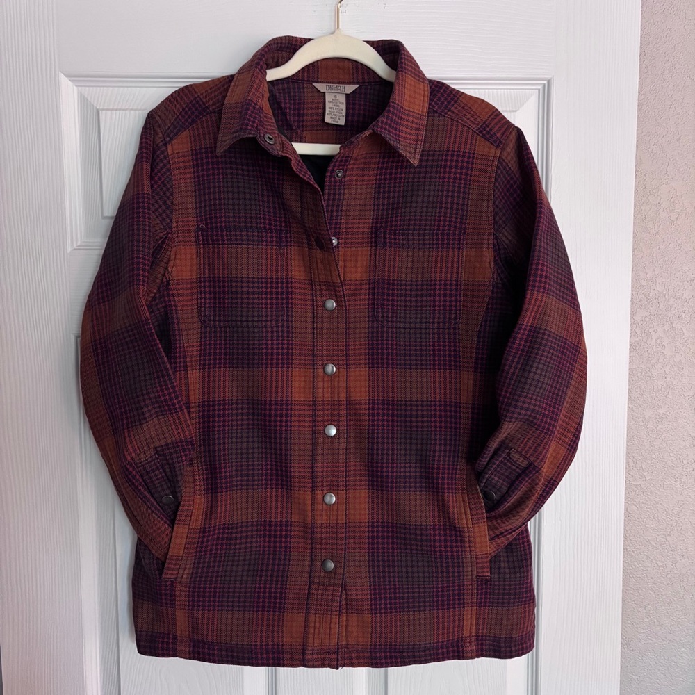 Duluth Shirt Jacket Plaid Free Swingin Lined Fleece Flannel Shacket Gorpcore S
